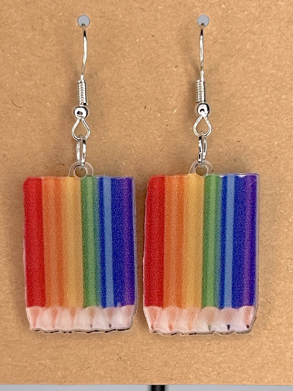 Rainbow Stripe Color Pencils Teacher Dangle Earrings Fashion Jewelry